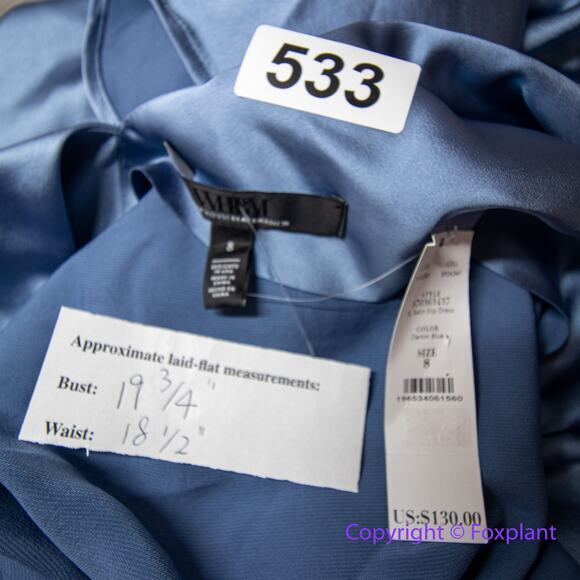 New! White House Black Market Sleeveless Satin Slip Dress‎ in blue, size 8 - Picture 6 of 14